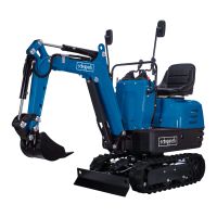 Scheppach Mini-Bagger EXC815 mit Kettenantrieb und ergonomischem Sitz, 8,5 PS Motor, 690 mm Spurbreite und 2330 mm Grabweite