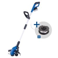 Scheppach Akku-Rasentrimmer mit zwei Spulen für 3 Meter Fadenlänge und Höhenverstellbarkeit