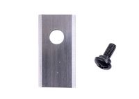 Mähmesser für Rasenmähroboter, Ansicht von vorne, mit Schraube daneben.