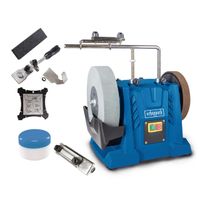 Scheppach-Wasserschleifsystem mit Schleifstein, Winkellehre, Abziehpaste und Montagezubehör für Schleifmaschine