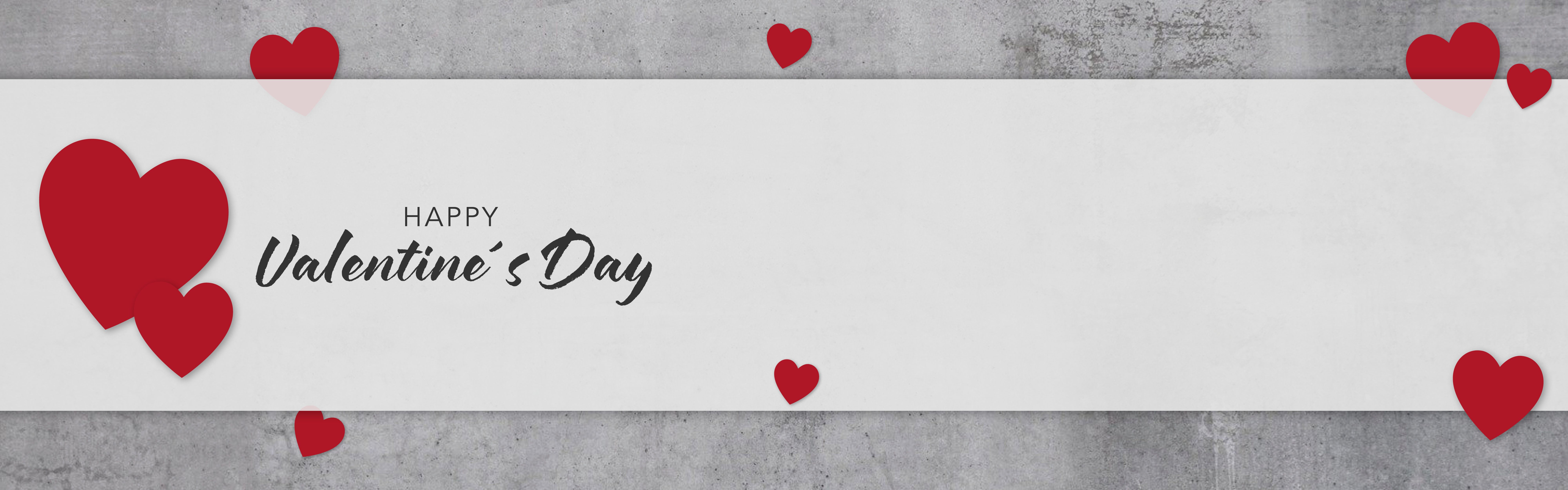 Happige Valentinstags-Karte mit roten Herzen und Text 'Happy Valentine's Day'