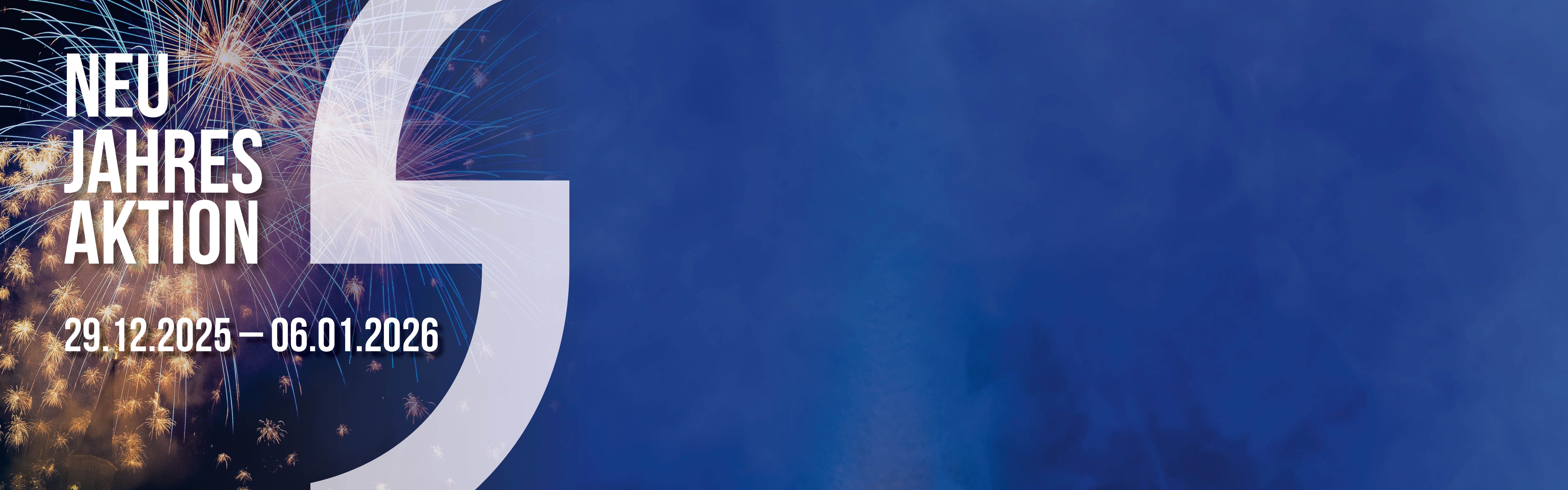 Neujahrsaktion von Scheppach mit festlichen Feuerwerkseffekten und Jahreszeitenschriftzug