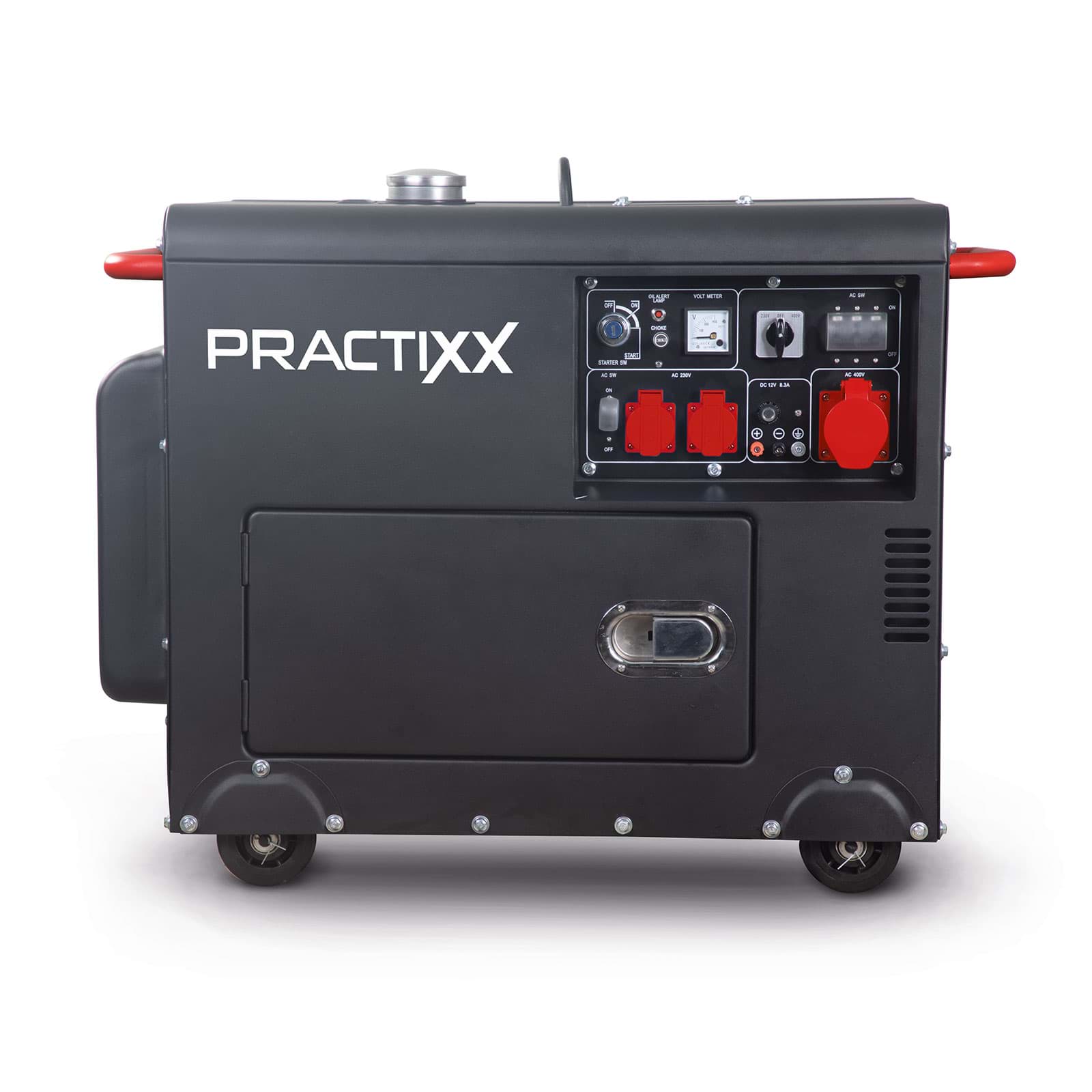 | PX-SE-5000D 5000W | 230V, 7,7PS 1x400V - Diesel Stromerzeuger Steckdose 2x | Practixx Elektrostart