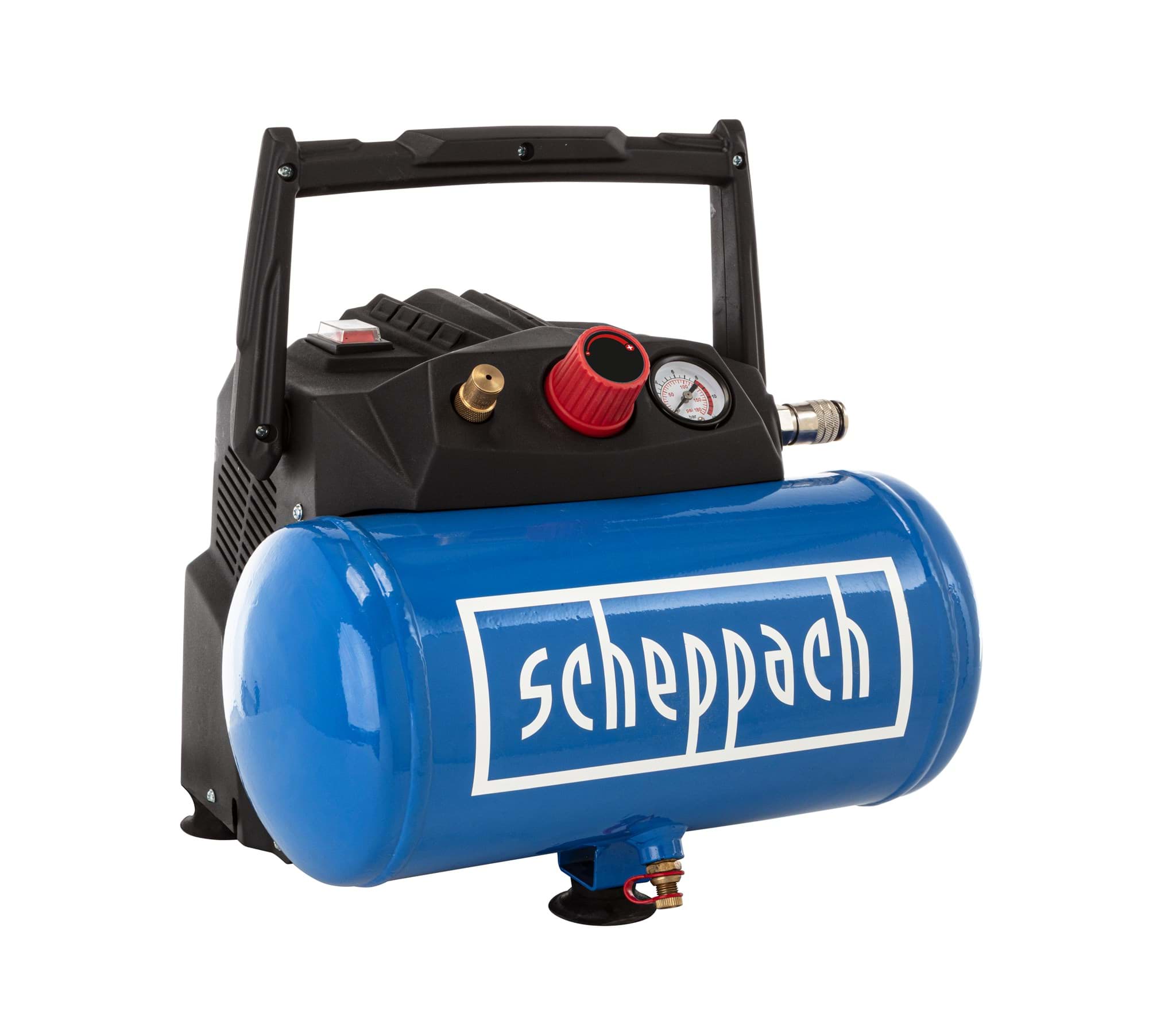 Scheppach Kompressor Zubehör - 5 TLG. | Druckluftzubehör mit Spiralschlauch  5m | Ausblaspistole | Farbspritzpistole mit Fließbecher | Sprüh 
