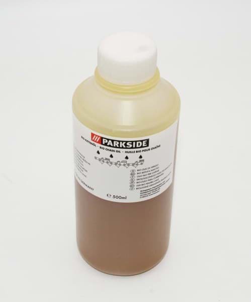 Bild von Flasche mit Bio Kettensägenöl